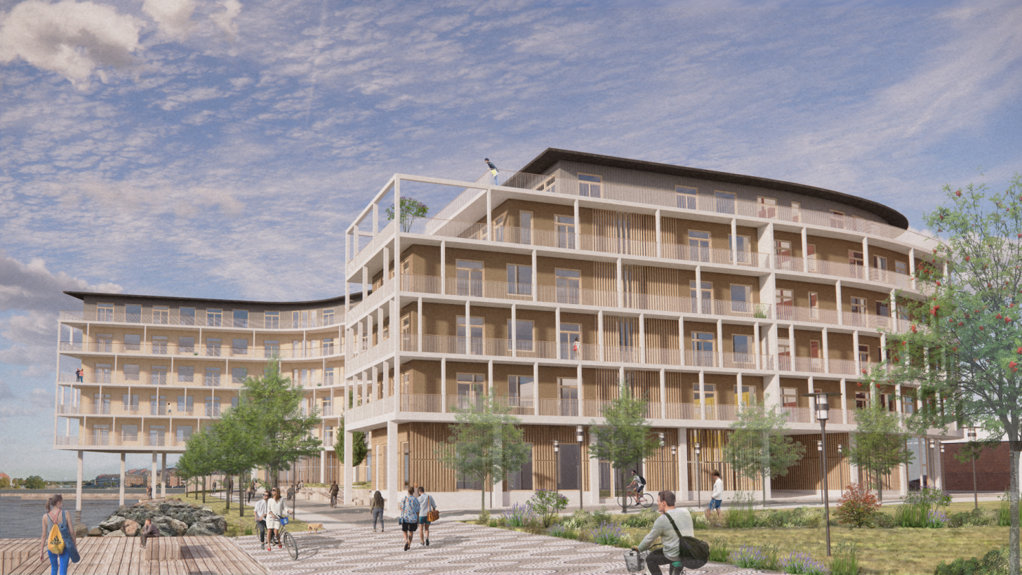 Kajstråket och kvarteret sett från söder